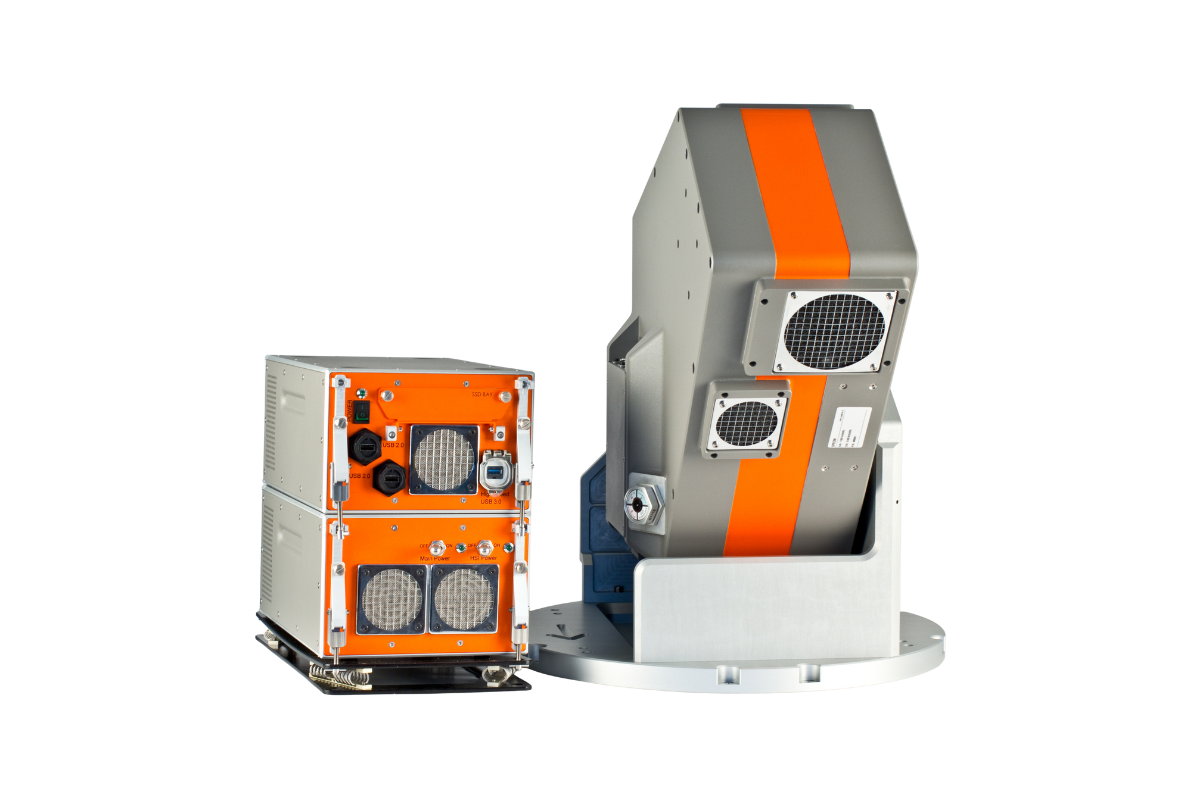 Specim FENIX hyperspectral camera in airborne mount with PCU