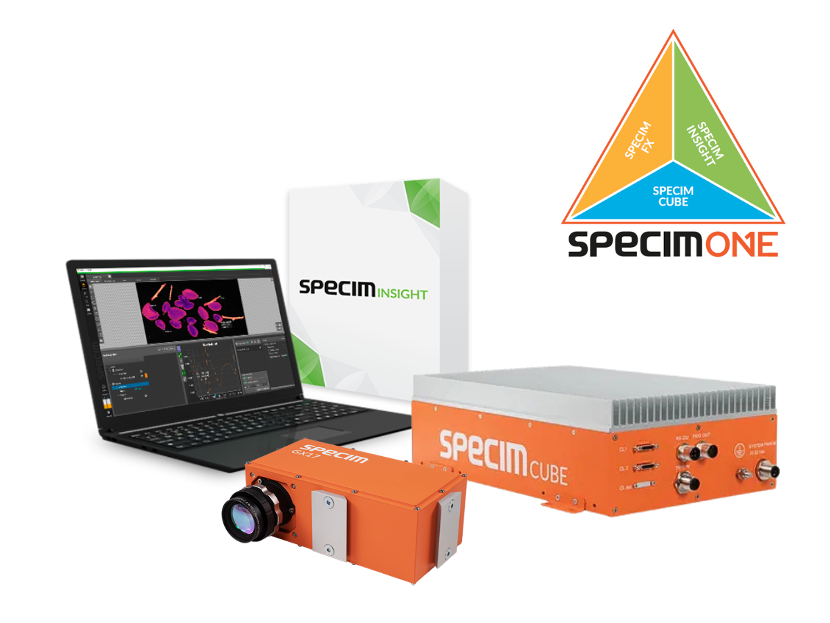 SpecimINSIGHT, SpecimCUBE and GX17 with SpecimONE logo