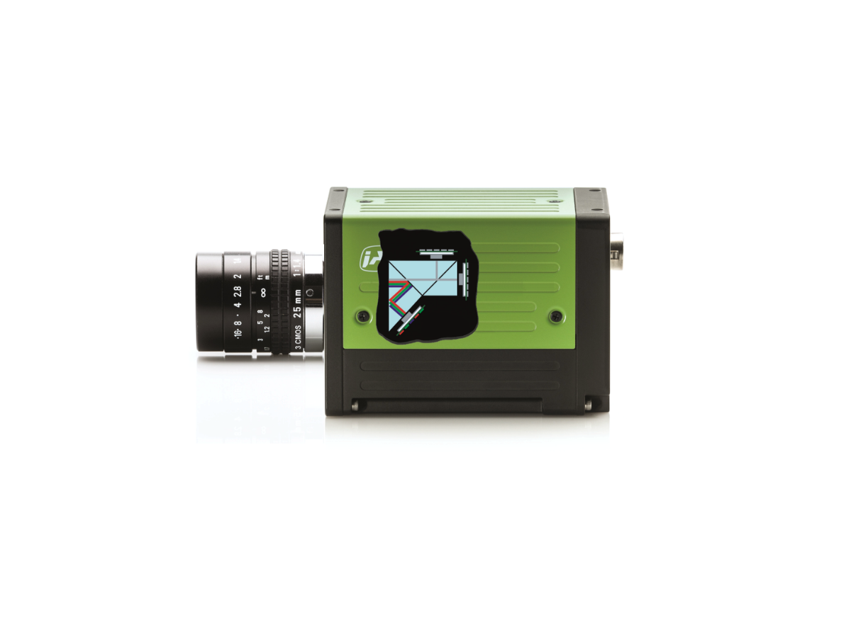 JAI Fusion multispectral camera side view with graphic overlay demonstrating how light path is split onto multiple sensors