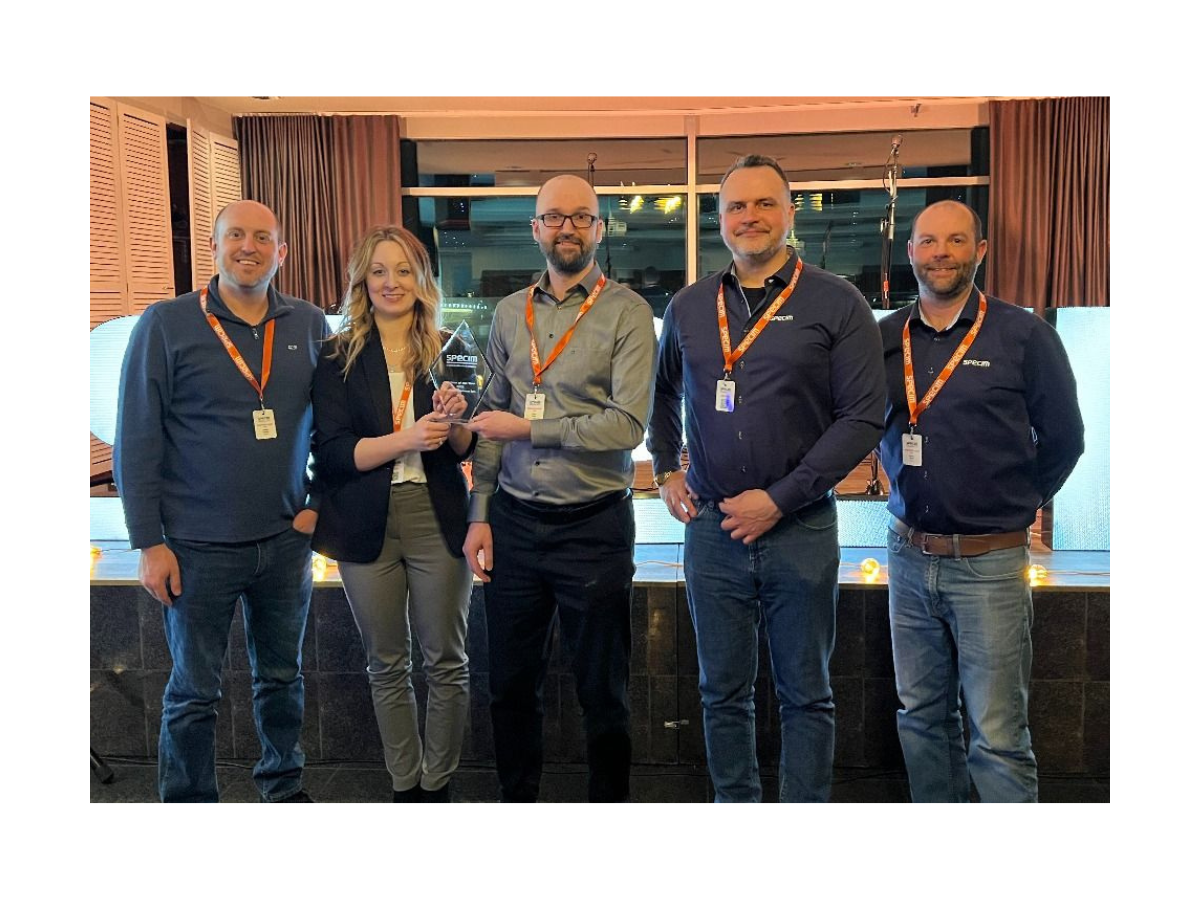 Channel Systems staff receiving Specim partner of the year award.