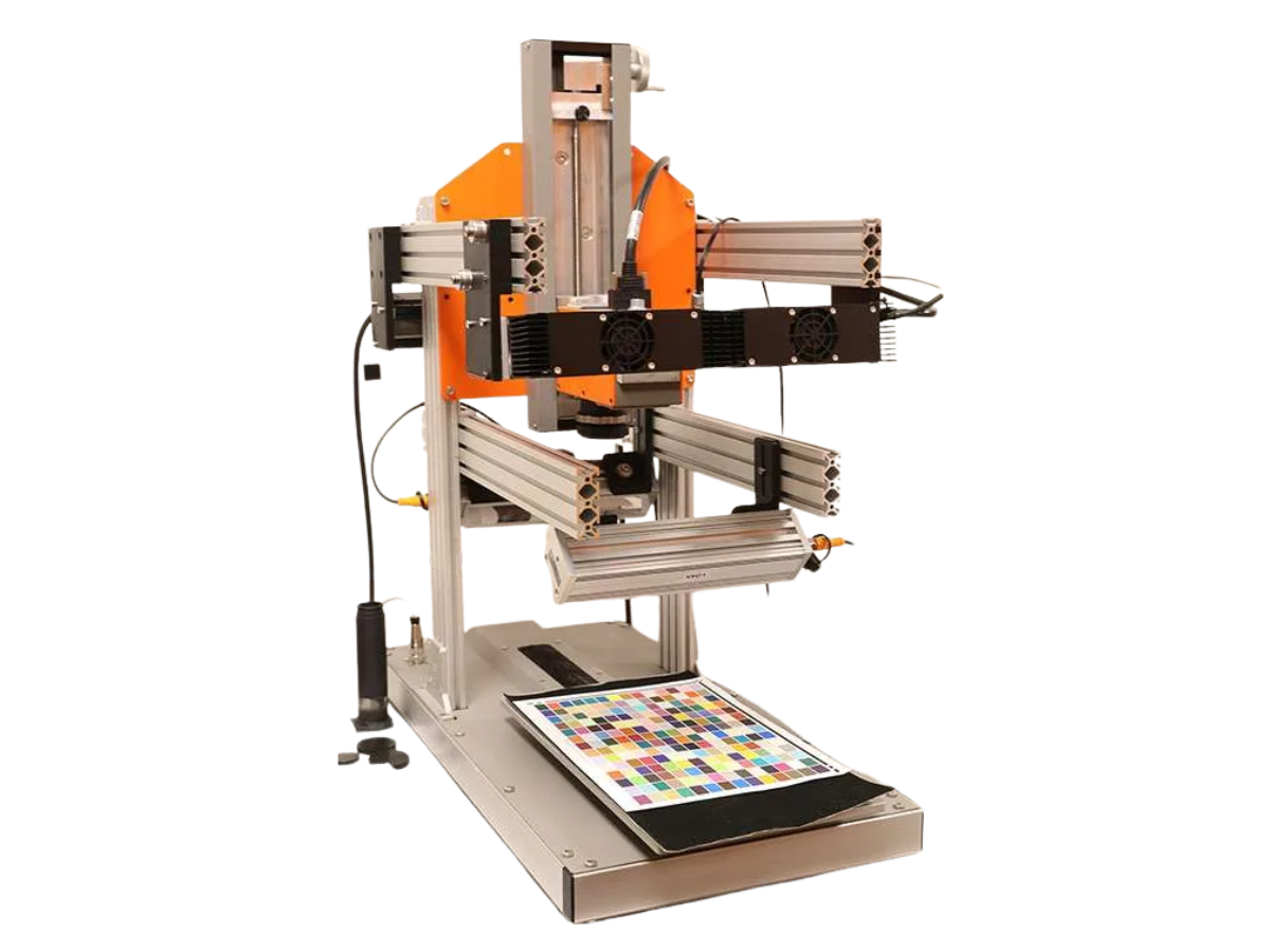 Specim FX camera on lab scanner imaging colours on page