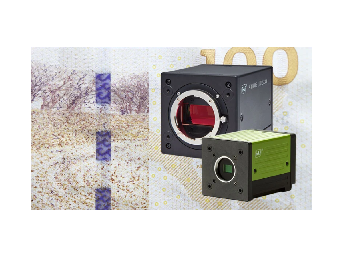 Background of a closeup on Euro bank note, with two JAI multispectral cameras 