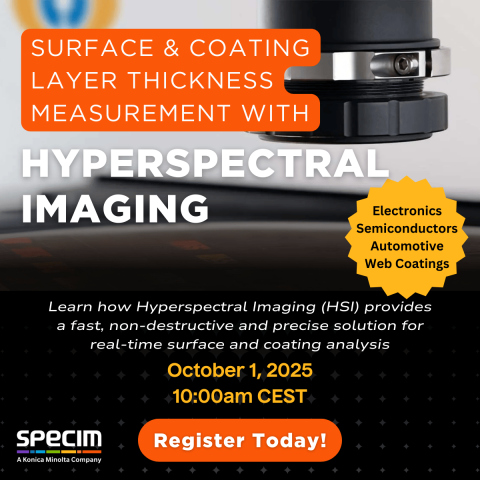 Surface &amp; Coating Layer Thickness Measurement with HSI showing lens above semiconductor wafer inspection